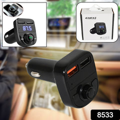 8533 Car-x8 Bluetooth Fm Transmitter Kit For Hands-free Call Receiver  Music Player  Call Receiver  Fast Mobile Charger Ports For All Smartphoneswith 3.1a Quick Charge Dual Usb Car Charger